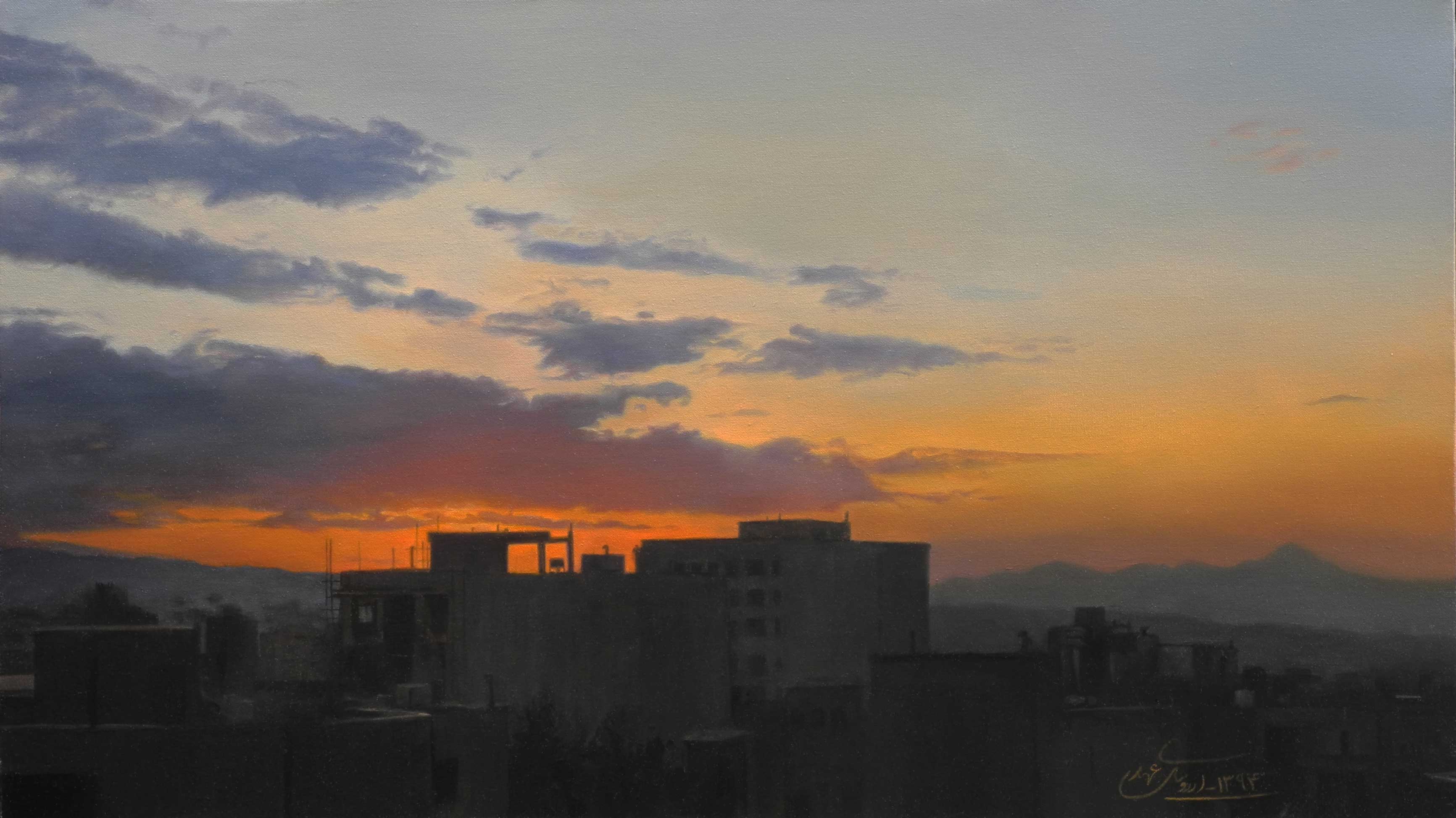 sunset, Oil on Canvas, 29x51, 2016